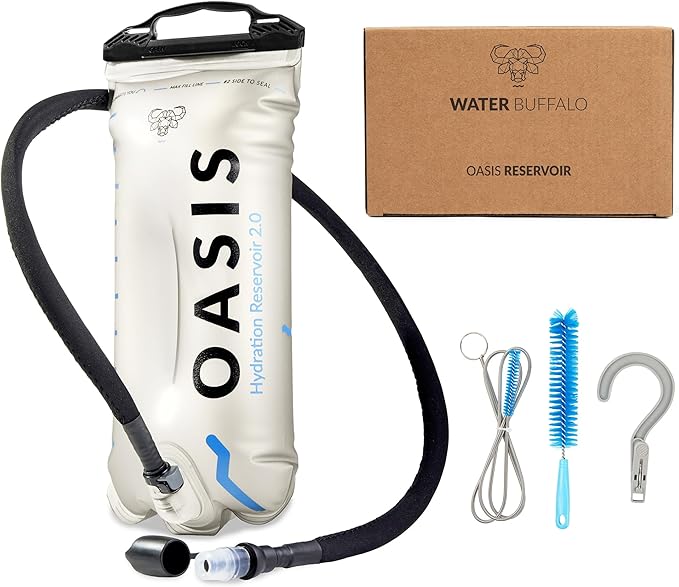 Water Buffalo Oasis Hydration Bladder – 2L and 3L Water Bladder for Hiking Backpack, Leakproof Design with Insulated Hose and High-Flow Bite Valve
