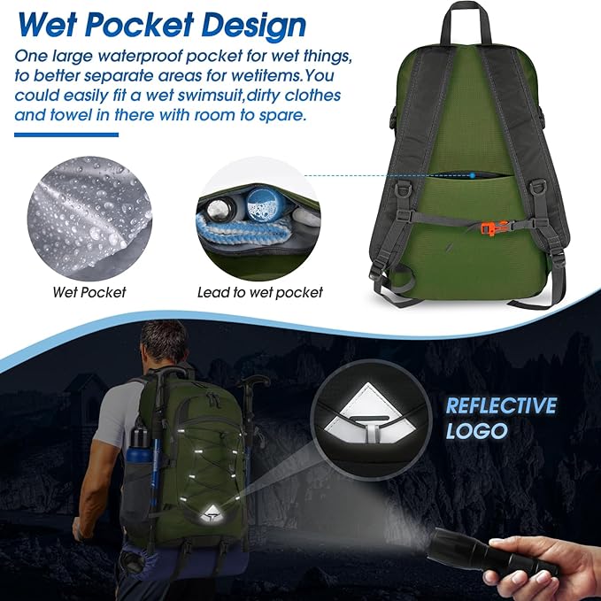IGOLUMON Hiking Backpack 40L Packable Lightweight Camping Backpack Men Women Waterproof Hiking Daypack Outdoor Travel Daypack