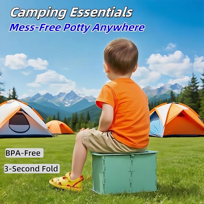 Travel Potty,Portable Potty Seat Foldable Travel Training Toilet Seat,Foldable Toilet for Outdoor Camping (Blue)