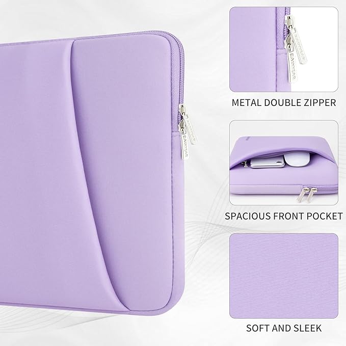 RAINYEAR Laptop Sleeve Case with Front Pocket, 13.3 Inch Protective Portable Case Briefcase Laptop Bag Cover Compatible with MacBook Air/Pro 13-13.3 inch, MacBook Pro/Max 14 inch, Purple