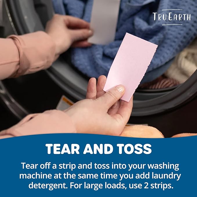 Tru Earth Fabric Softener Strips for Washing Machine, Alternative to Fabric Softener Liquid and Pods, Fresh Linen Scent Booster, Up to 64 Loads Per 32-Count