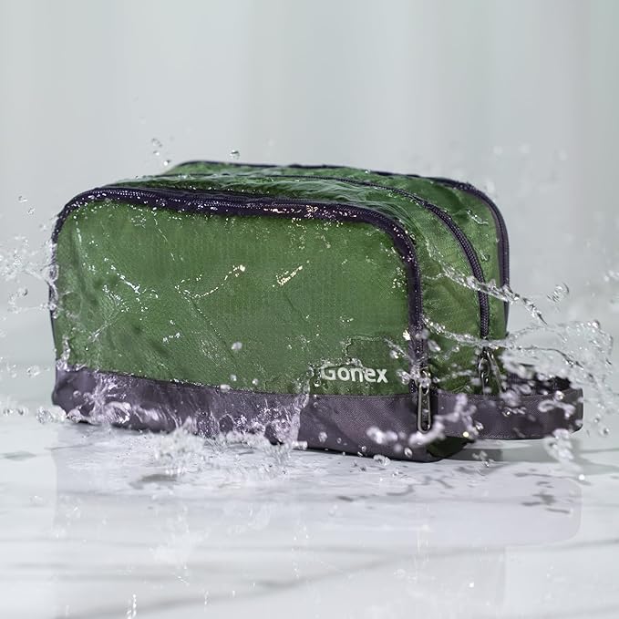 Gonex Travel Toiletry Bag Nylon, Dopp Kit Shaving Bag Toiletry Organizer Olive Green