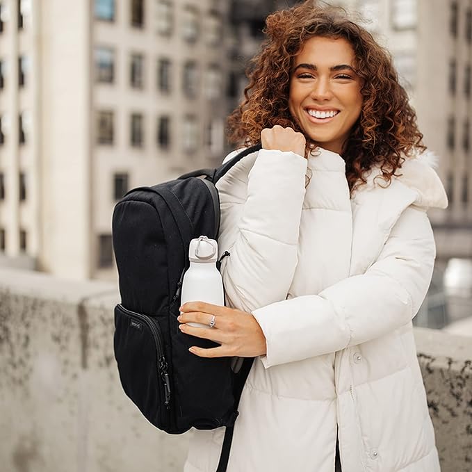 The Brevite Backpack - Casual daypack backpacks for every function. Compact but spacious 18L aesthetic traveling backpack with laptop compartment. (Black)