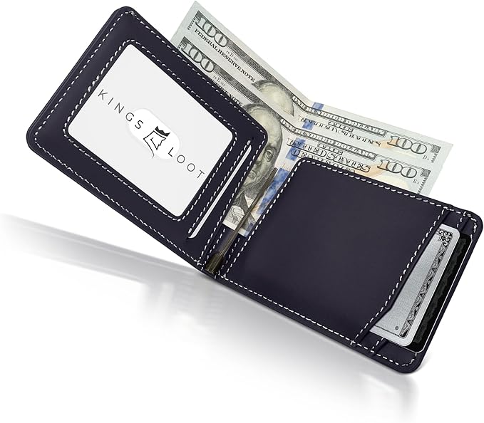 Kings Loot Wallet for Men | Customized Minimalist Slim RFID Blocking Leather Design with Cash Pocket & Card Pull Strap | Holds 1-15 Cards | Stylish & Durable Wallets