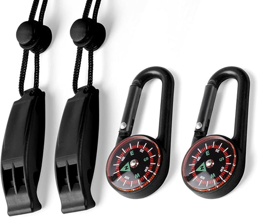 2-Pack Whistle Emergency Safety with Lanyards - High Decibel Survival Whistle for Life Jackets, Boating, Kayaking, Hiking, Hunting & Rescue