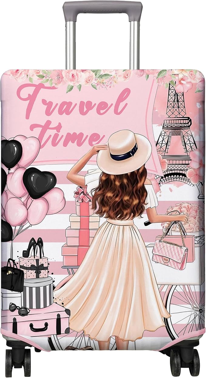 Travel Luggage Cover Suitcase Protector Fits 18-32 Inch Wheel Covers PatternedTravel Related Items Flower Luggage Protector Elastic L