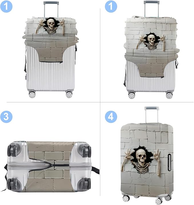 Luggage Cover Washable Suitcase Protector Anti-Scratch,Stretchable Fit for 20-34Inch Luggage Durable Travel Bag Cover with Zipper Closure (Skull, L(fits 28-30Inch suitcase))