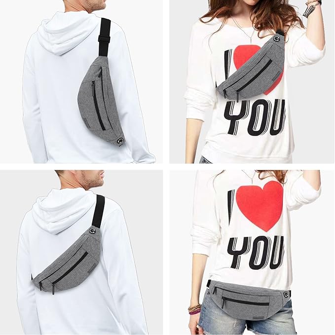 MAXTOP Large Crossbody Fanny Pack with 4-Zipper Pockets,Gifts for Enjoy Sports Festival Workout Traveling Running Casual Hands-Free Wallets Waist Pack Phone Bag Carrying All Phones