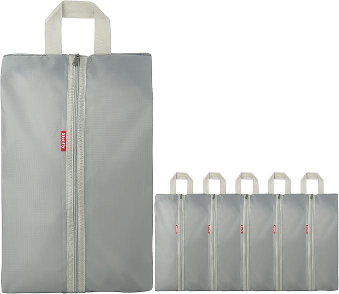 6pcs Portable Shoe Organizer, Travel Pouches with Zipper, Golf Shoe Bags, Clothes Bags, Soccer Cleats Bag Shoe Pouch for Gym, Waterproof, Odor-Resistant (Grey)
