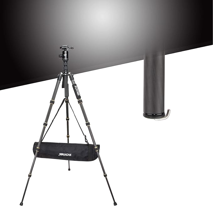 ZOMEI Z669C Carbon Fiber Portable Tripod with Ball Head Compact Travel for Canon,Sony, Nikon, Samsung, Panasonic, Olympus, Kodak, Fuji, Cameras and Video Camera