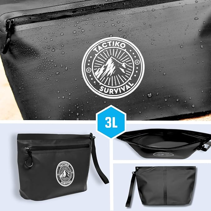 3-Pack Tactiko Heavy-Duty Splash Water Resistant Zipper Pouches - 3 L Hold-All Organizers for Dry Bags, Travel Bags (3, Red/Blue/Black)