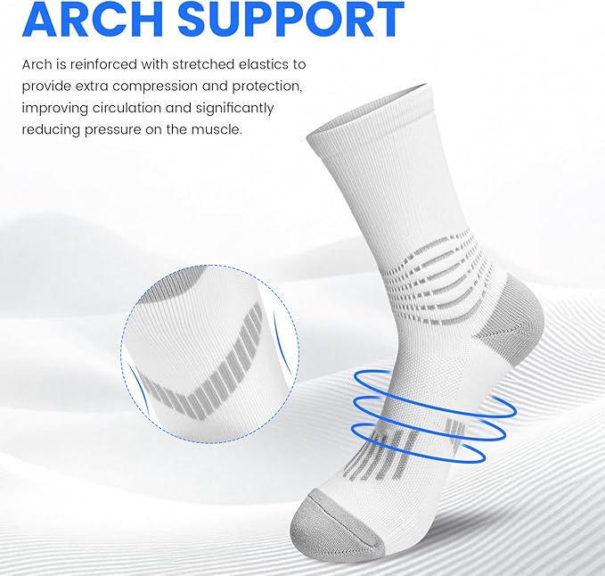 IRAMY Crew Compression Socks Athletic Running Socks for Men Women Plantar Fasciitis Relief 3/6 Pairs