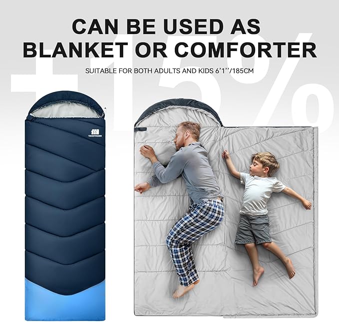 Sleeping Bags for Adults Cold Weather,Portable, Waterproof,Lightweight Sleeping Bag for Tall Girls Boys with Compression Sack for Warm Camping, Hiking, Outdoor & Indoor