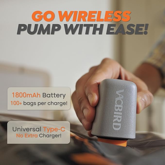 Rechargeable Wireless Pump Travel Storage Bags Set - 15 Pack Portable Space Saver Bags for Travel & Home - Vacuum Compression Packing Seal for Clothes, Blankets, Seasonal Storage