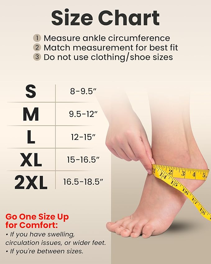 KEMFORD Ankle Compression Sleeve - Plantar Fasciitis Braces - Open Toe Compression Socks for Swelling, Sprain, Neuropathy, Foot Arch Support for Men and Women - 20-30mmhg, 2XL, White