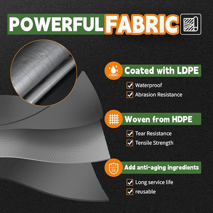 RAINDEWAY Tarps Heavy Duty Waterproof 10x14 Feet, 10Mil Multipurpose Poly Tarp Cover with Metal Grommets and Reinforced Edges, Silver/Brown Tarp by RAINDEWAY