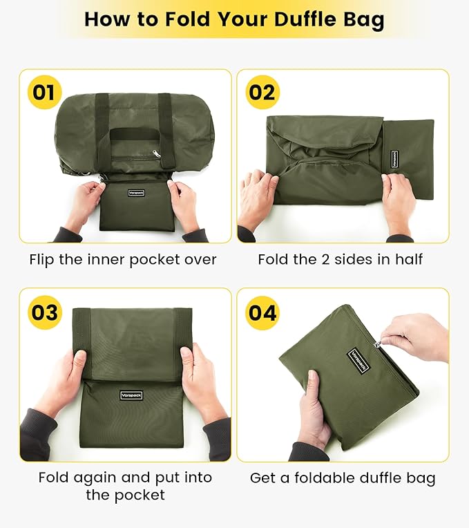 Vorspack Duffel Bag 20-24-28 Inches Foldable Gym Bag for Men Women Duffle Bag Lightweight with Inner Pocket for Travel Sports