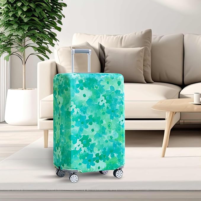 Travelkin Luggage Covers For Suitcase Tsa Approved,Suitcase Cover Protector Fit 18-32 Inch Luggage (Blue Floral, M)