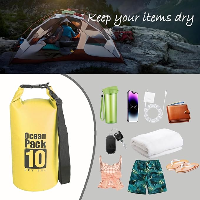 Dry Bag Waterproof Backpack 5L/10L/20L/30L Roll Top Waterproof Bag,Floating Dry bags for Kayaking,Swimming,Boating,Camping,Beach.