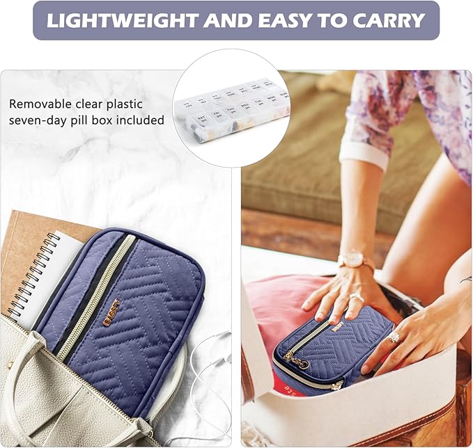 BAGSFY Pill Organizer Case 2 Times a Day- Weekly Medicine Organizer Travel Pill Box with Removable 7 Day Medicine Case Container for Fish Oil, Vitamin, Supplement