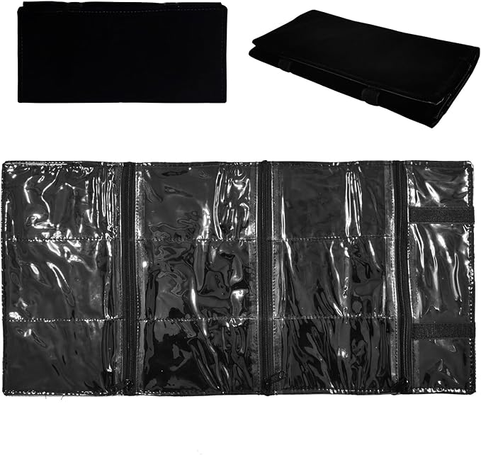 Travel Jewelry Roll Bag Portable Organizer Pouch With Grids&PVC Cover Storage Bags for Necklace, Bracelet, Bracelet,Ring, Badge, Pendant