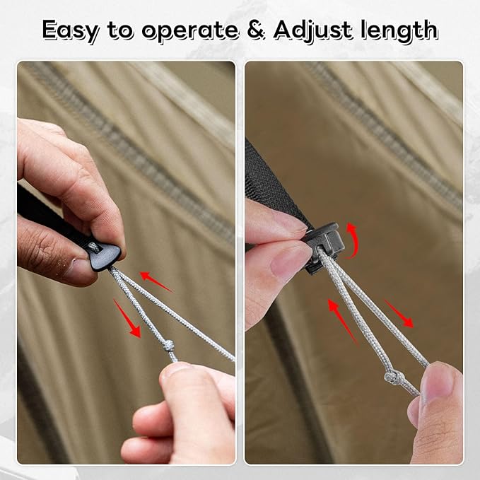 4 Pack Guy Lines-Ultralight Tent Cords with Locking Carabiner Clip, 2mm 100% Nylon Guylines Ropes for Outdoor Camping Tent Tarp,Climbing,Hiking Backpacking (Orange, 4M)