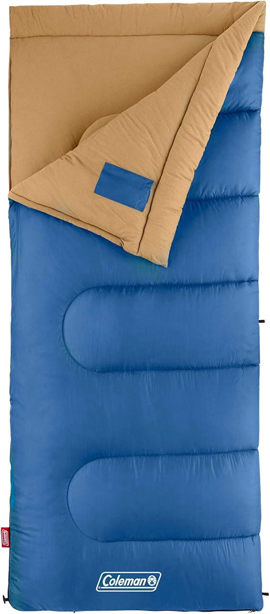 Coleman Brazos 20/30°F Adult Cool-Weather Sleeping Bag with No-Snag Zipper & Stuff Sack, Machine Washable, Great for Camping, Traveling, Guests, & More