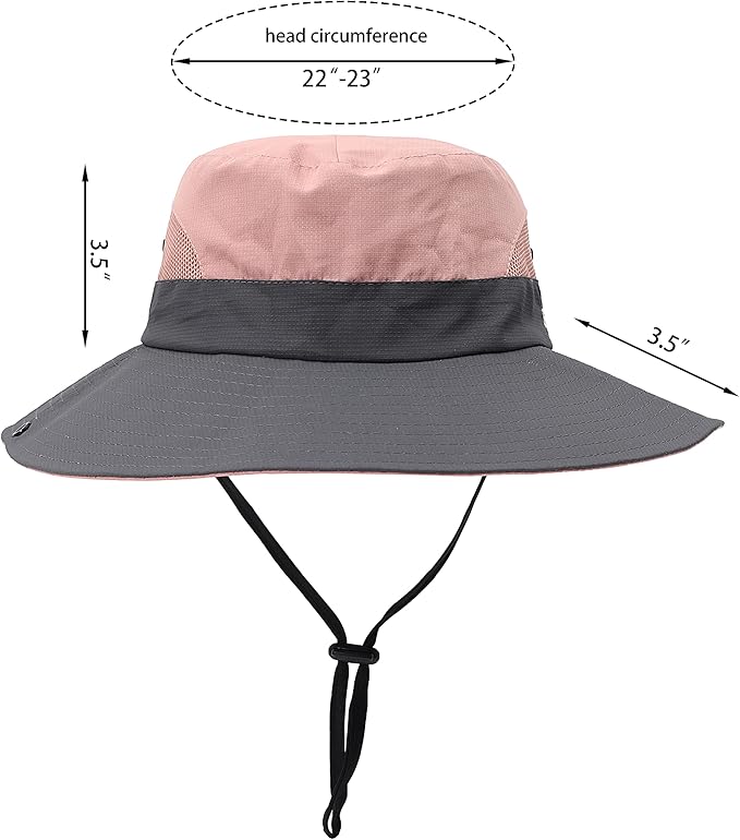 Womens Summer Sun Hat Beach Hat Wide Brim Outdoor UV Protection Hat Foldable Cool Mesh Ponytail Bucket Hat