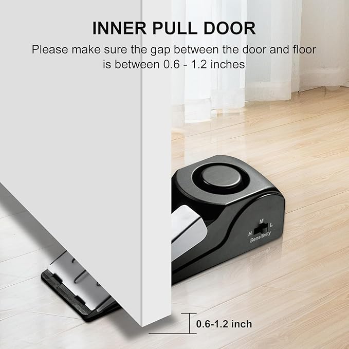 2 Pack Door Stop Alarm, Door Stopper with 120DB Security Alarm, Floor Wedge Door Stop Siren, Door Security Devices for Traveling, Apartment, Hotel and Home, Black