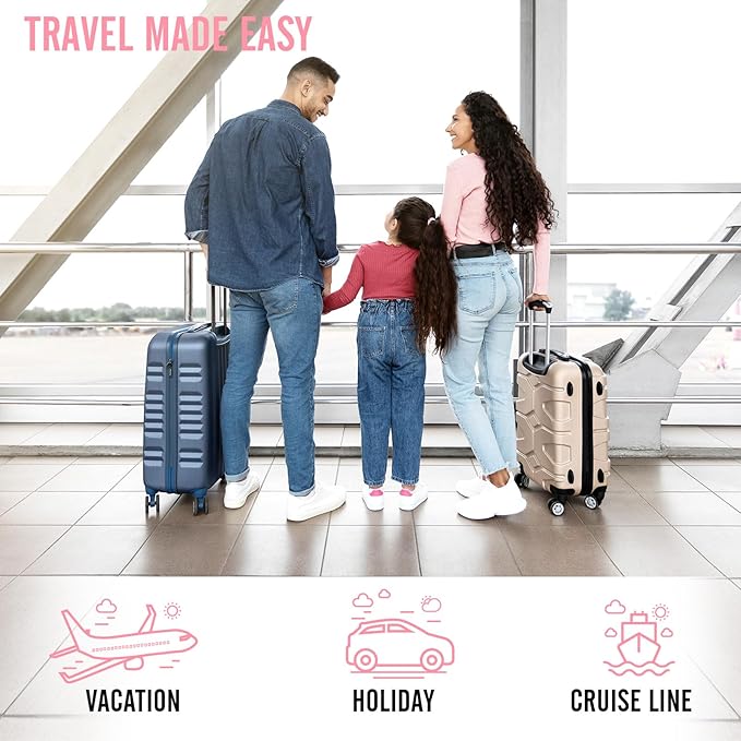 Veken 8 Set Packing Cubes for Travel Essentials, Pink Suitcase Organizer Bags in 4 Sizes, Carry-On Luggage Accessories with Large Laundry & Hanging Toiletry Bag, Must-Have for Airplane, Road Trip