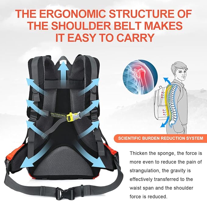 INOXTO lightweight Hiking Backpack 35L/40L Hiking Daypack with Waterproof Rain Cover for Travel Camping Outdoor Men and Women