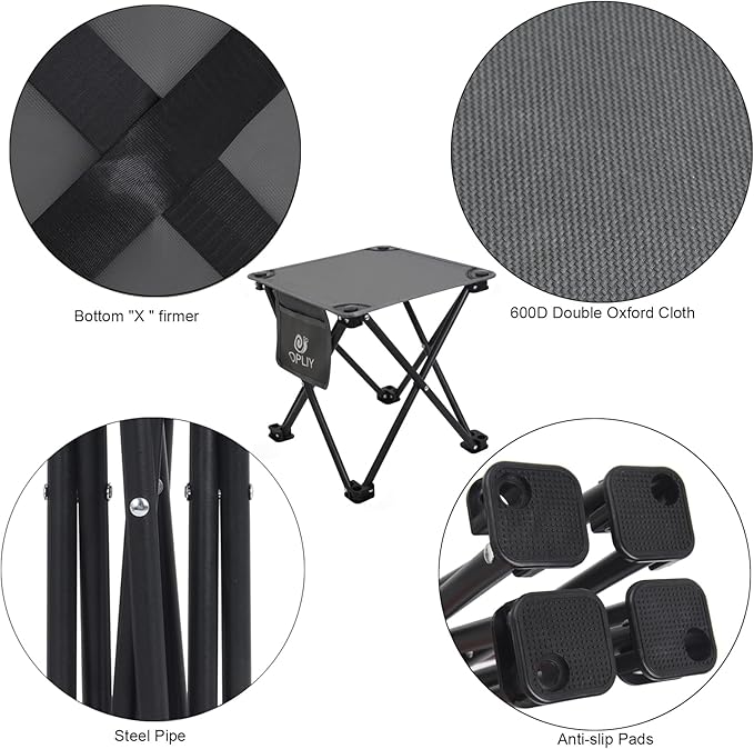 Opliy Camping Stool, Folding Small Chair Portable Camp Stool for Camping Fishing Hiking Gardening and Beach, Camping Seat with Carry Bag (Gray)