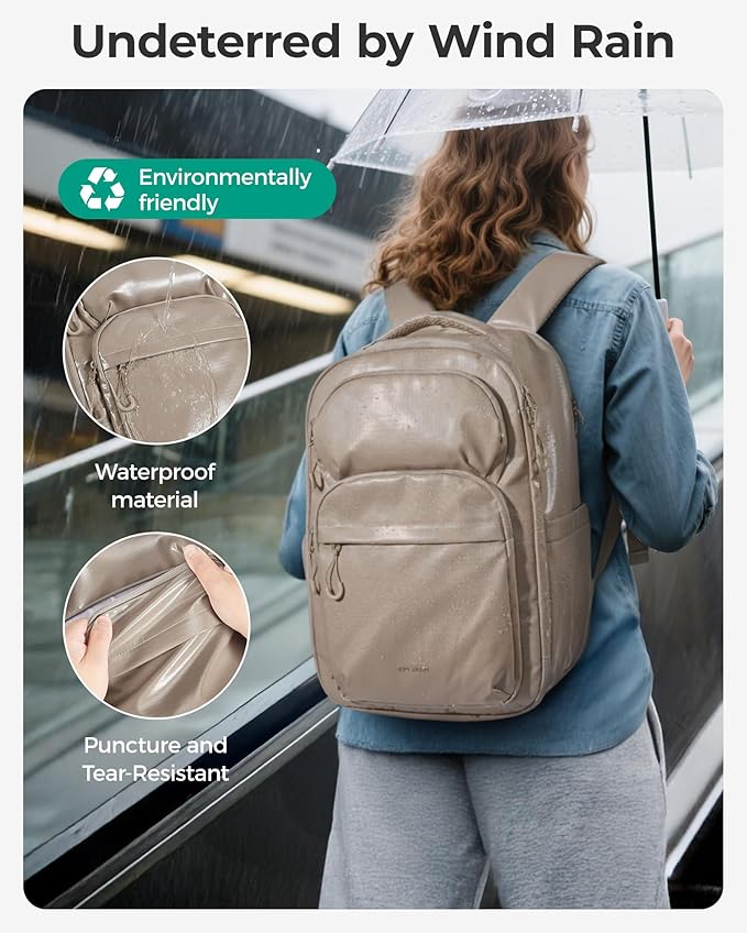 BAGSMART 30L Travel Backpack, 15.6 Inch Carry On Backpack Flight Approved, Personal Item Travel Bag, Water Resistant Weekender Bag Daypack, Camel