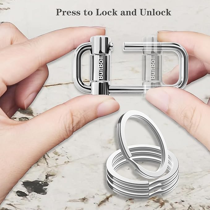 Key Chain, Heavy Duty Lock Key Ring Keychain Clip Key Holder Organizer for Home Car Keys Women Men