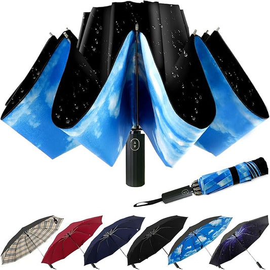LLanxiry Compact Travel Umbrella, Mini Windproof Umbrellas for Rain & Sun, Small Lightweight Outdoor UV Umbrella, Portable Folding Umbrellas for Travel