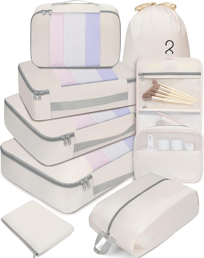 BAGAIL 6 Set/8 Set/10 Set Packing Cubes Various Sizes Packing Organizer for Travel Accessories Luggage Carry On Suitcase