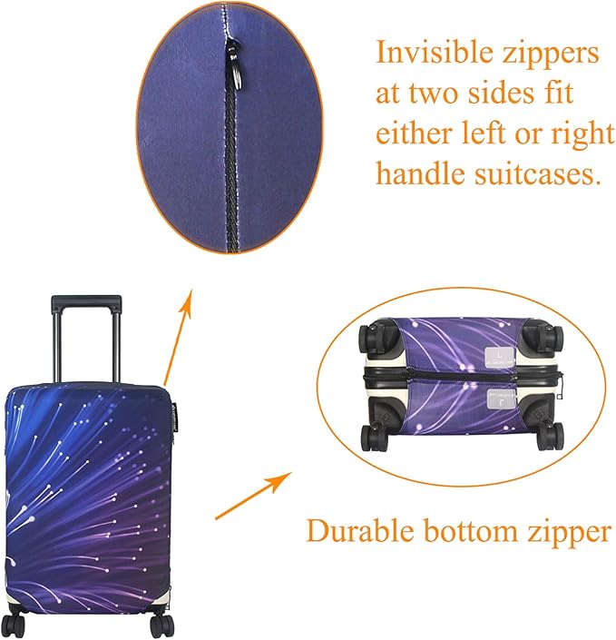 Explore Land Travel Luggage Cover Suitcase Protector Fits 27-30 Inch Case (Fireworks, L)