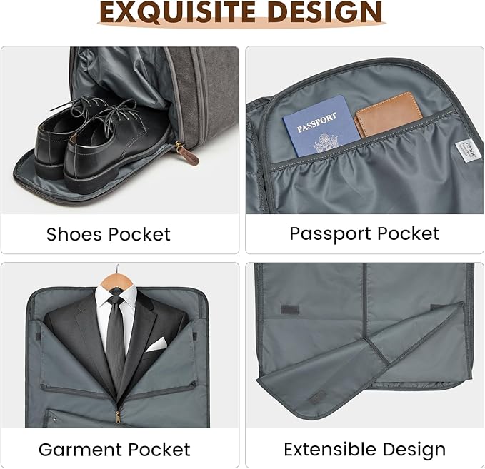 S-ZONE Garment Bags for Travel Convertible Garment Duffle Bags for Travel Suit Carry on Luggage for Men Hanging Suitcase