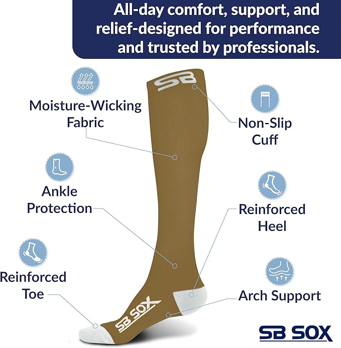 SB SOX Compression Socks for Men & Women (20-30 mmHg) - Best Support Stockings for Travel, Medical, and Sports - Perfect for Everyday Wear
