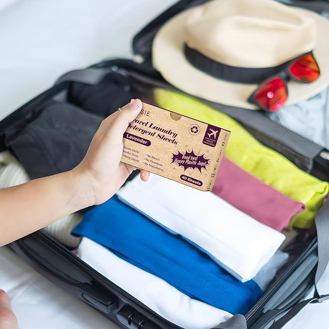 Poesie Travel Laundry Detergent Strips 40 Sheets Liquidless Laundry Soap Sheet for Travel Dorm Home Lavender