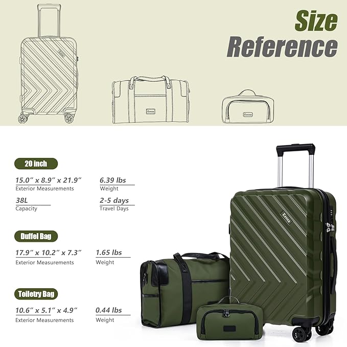 Luggage Sets 3 Piece,Suitcases with Wheels,Carry On Luggage Set 22x14x9 Airline Approved,Hardshell Luggage Sets With TSA Lock,20 Inch Carry On Suitcase