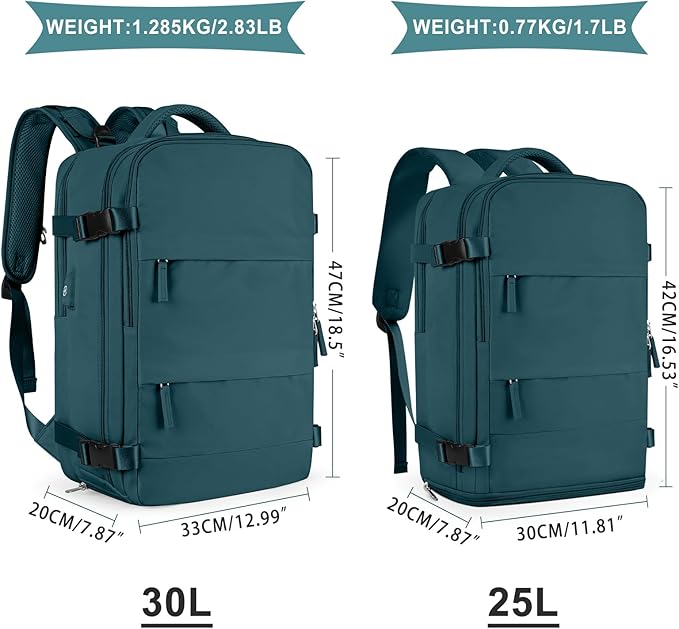 coowoz Travel Backpack For Women Men,Carry On Backpack,Hiking Backpack Waterproof Outdoor Sports Rucksack Casual Daypack Travel Essentials(Peacock Blue)