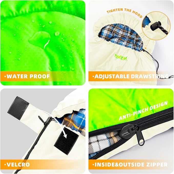Camping Sleeping Bag, 32℉ Sleeping Bags for Adults Kids Teens Cold Weather Warm Sleeping Bag Winter for 3-4 Season Camping, Camping Gear Equipment, Traveling, and Outdoors