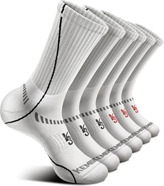 BULLIANT Compression Socks for Men 6Pairs, Athletic Crew Socks Cushioned For Men Sports Running-Arch Support
