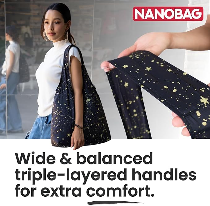 Nanobag Ultra-Lightweight Foldable Tote for Women & Men, Reusable Grocery & Travel Bag, Packable Collapsible Compact Market Essential (Standard Psychedelic)