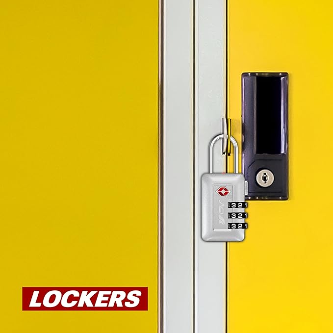 BV TSA Accepted Luggage Travel Lock, Set-Your-Own Combination Lock for School Gym Locker, Luggage Suitcase Baggage Locks, Filing Cabinets, Toolbox, Case (Silver, 2 Pack)