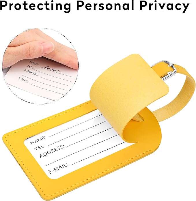 4-Piece Luggage Tags for Suitcase Travel Bag Labels Privacy Protection Luggage Tag for Baggage PVC Baggage ID Label Tags Yellow