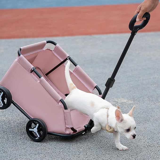 Dog Stroller 4 Wheels Folding Dog Cart Pet Stroller for Travelling Shopping Walking Playing for Small Dogs Cats (Plaid Blue)