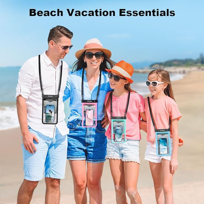 2 Pack Waterproof Phone Pouch - 10in Waterproof Phone Case with Lanyard, IPX8 Cell Phone Dry Bag Beach Cruise Ship Essentials for iPhone 16 15 14 Pro Max, Galaxy S25 S234 S23 Ultra