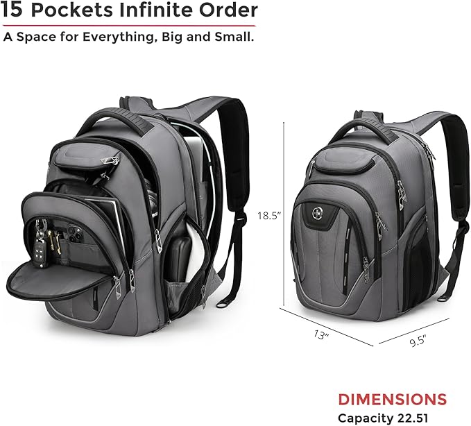 Swissdigital Design TSA Business Laptop Backpack For Men,Travel Backpack With USB Charging Port,College Tech Backpacks With RFID Pockets Presents For Men Fits 15.6 Inch Computer Grey | TERABYTE
